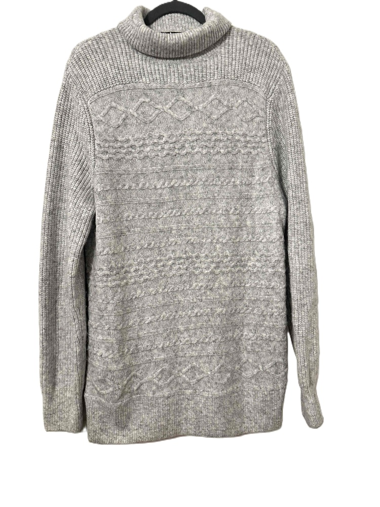 Express Sweater Womans Size Large Gray Cable Knit Turtleneck Ribbed Long Sleeve - Picture 4 of 10